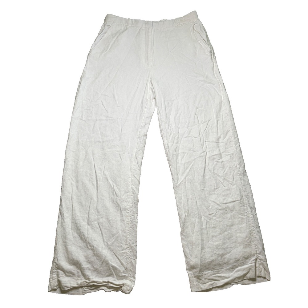 Abercrombie & Fitch White Wide‎ Leg Lined Linen Blend Pants Womens (Fits 32x30)